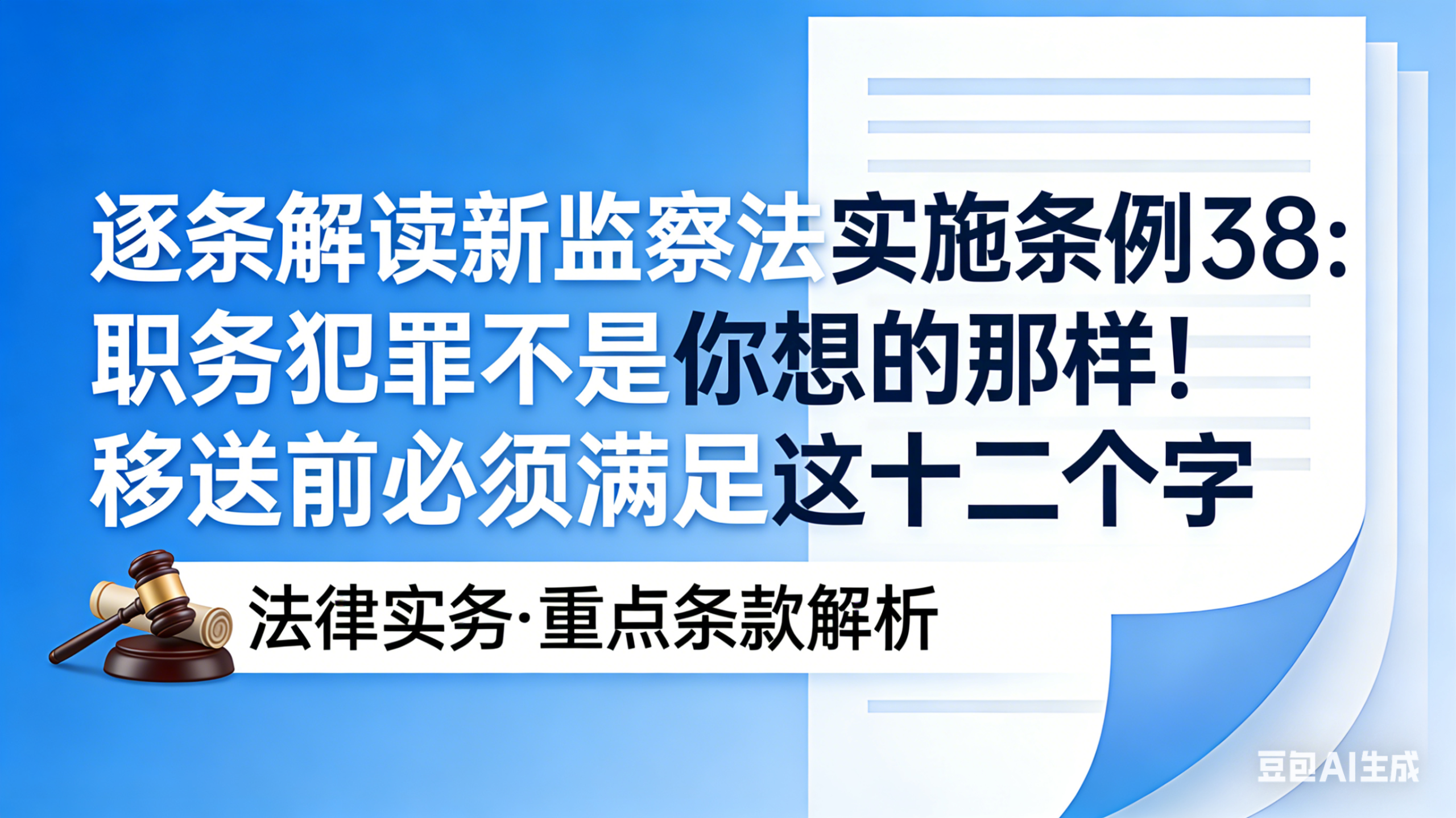 逐条解读新监察法实施条例38：职务犯罪不是你想的那样！移送前必须满足这十二个字