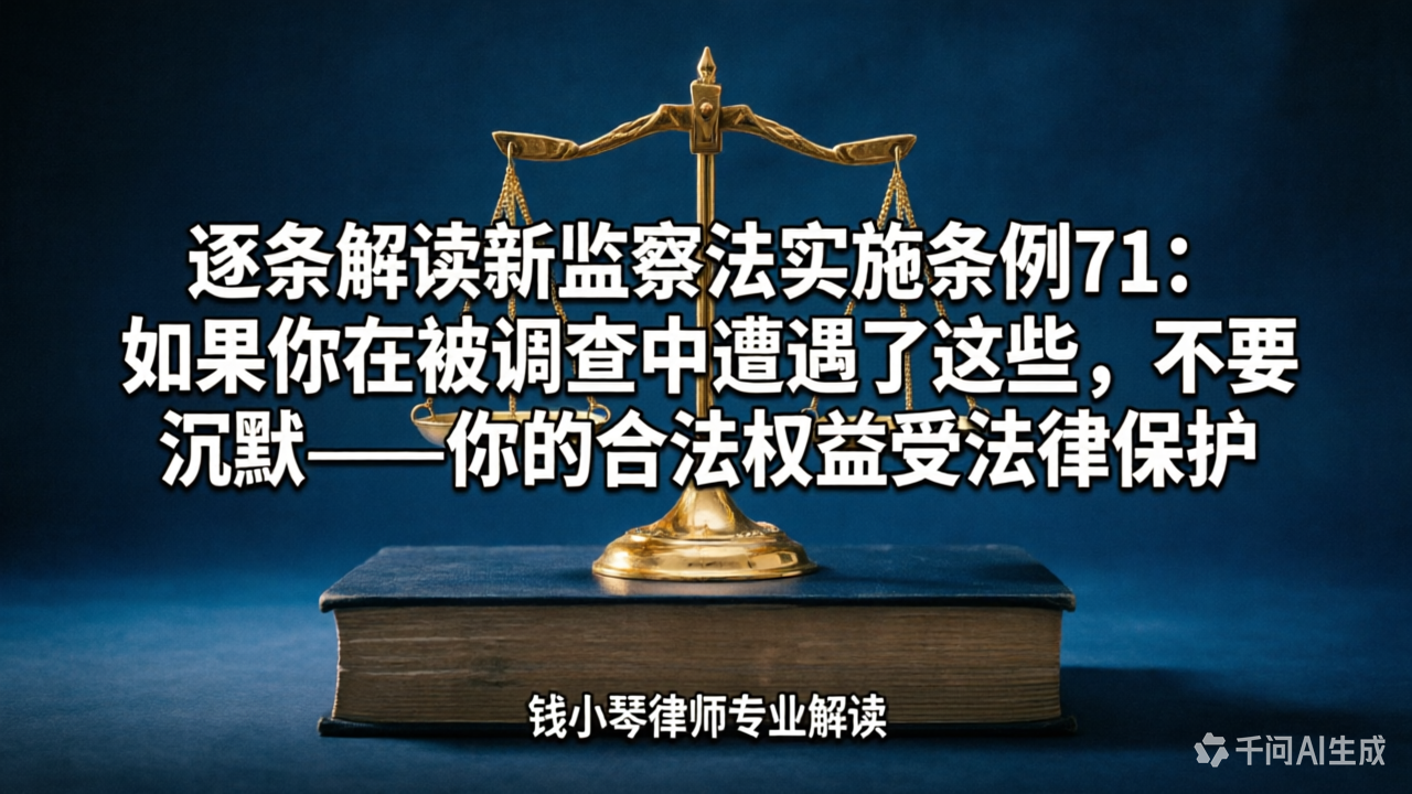 逐条解读新监察法实施条例71：如果你在被调查中遭遇了这些，不要沉默——你的合法权益受法律保护